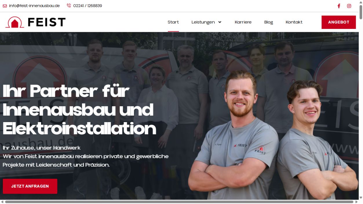 Screenshot der von Matchpoint erstellten Website Feist Innenausbau